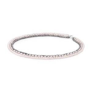 Colier cu cuart roz, perle naturale si terahertz cu argint DiAmanti 234-110-G (Argint 925‰ 0,9 g.)